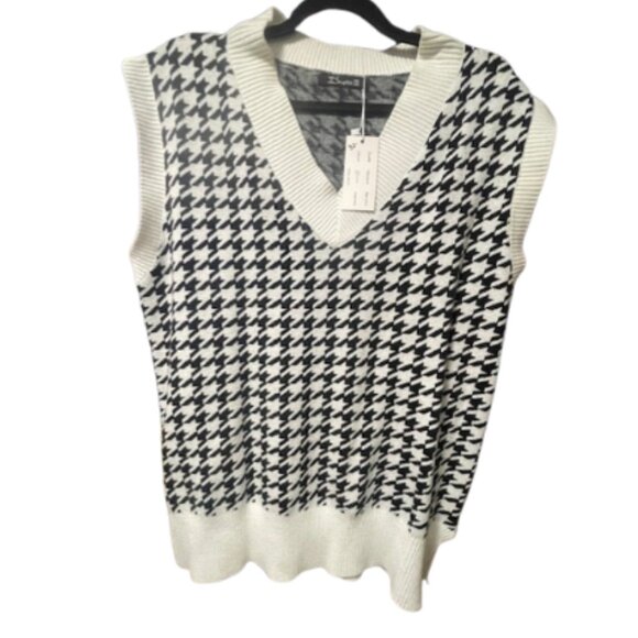 Womens Simplee houndstooth sweater vest OS - Picture 1 of 3